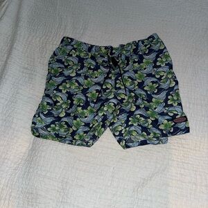 Vineyard Vines Green and Blue Floral Swim Trunks